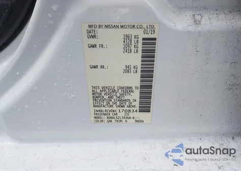 2019 Nissan Altima 2.5 Sr из США, поврежденный, VIN 1N4BL4CV0KC170834